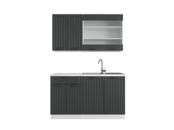 Cozinha Fame-Line, 140 cm sem bancada, Casa de campo antracite/branco, Vicco