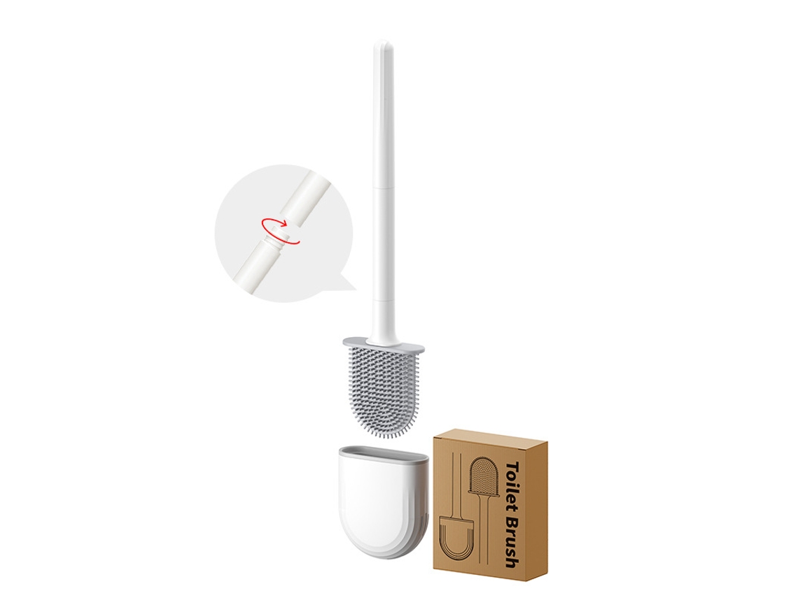 Escova Sanitária de Silicone Macio para Fixação na Parede, Limpeza Completa de Frestas e Cantos, Cabo Removível, de Que Economiza Espaço AQUAFORGE