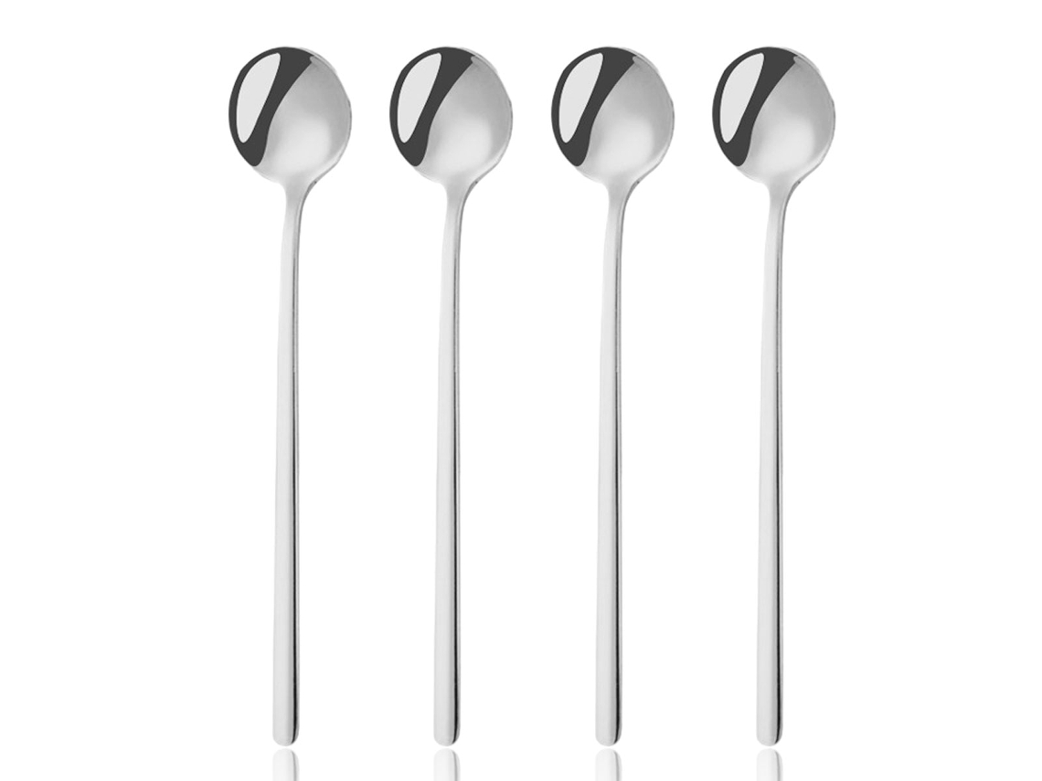 1 Conjunto De 4 Colheres De Café Em Aço Inox Medidas 13x3cm 15x3cm 17x3cm Prata