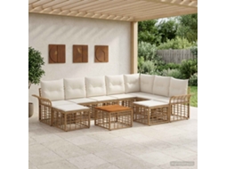 Vidaxl Conjunto De Sofás Para Exterior 10 Pcs Natural E Branco Creme