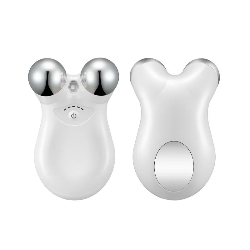 (branco) Aparelho De Beleza Com Massageador Facial De Microcorrente E Rolos De Led Para Lifting