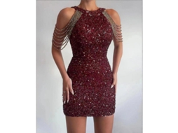 2026 vestido de Fiesta Corto Off Shoulder Con Lentejuelas Oro para Mujer Bodycon Sexy Wzj XXL Rojo