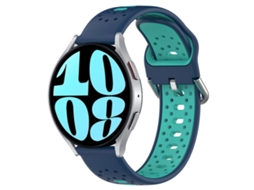 Bracelete para Samsung Galaxy Watch 6 Silicone Respirável Duas Cores 20mm Azul + Azul petróleo XIAOMOYU