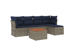 Conjunto de Sofá de Jardim, 6 Peças, Almofadas, Rattan Cinza MAISON EXCLUSIVE