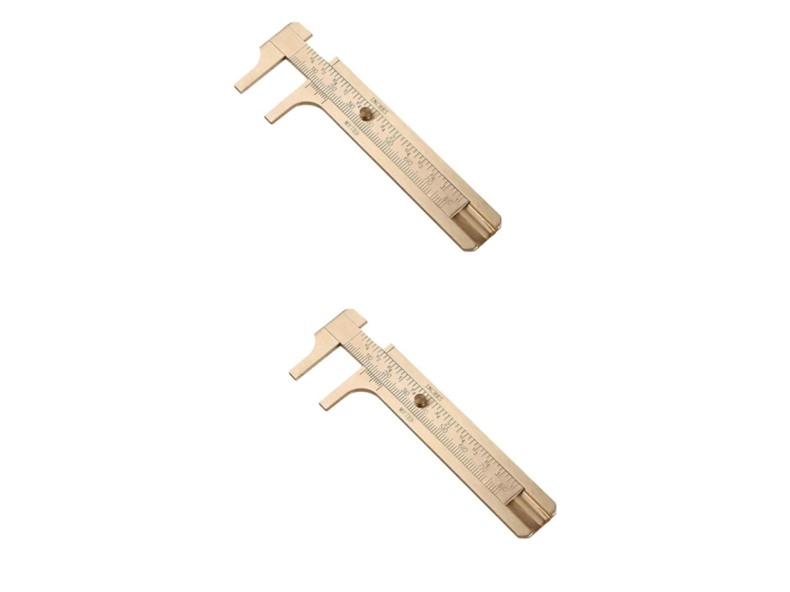 Conjunto De 2 Paquímetros Pequenos De Cobre Com Escala Dupla Em Cm/polegadas