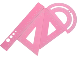 Kit De Medição Profissional Com Transferidor E Régua Triangular Metal Para Desenho, Material Escolar Para Meninas