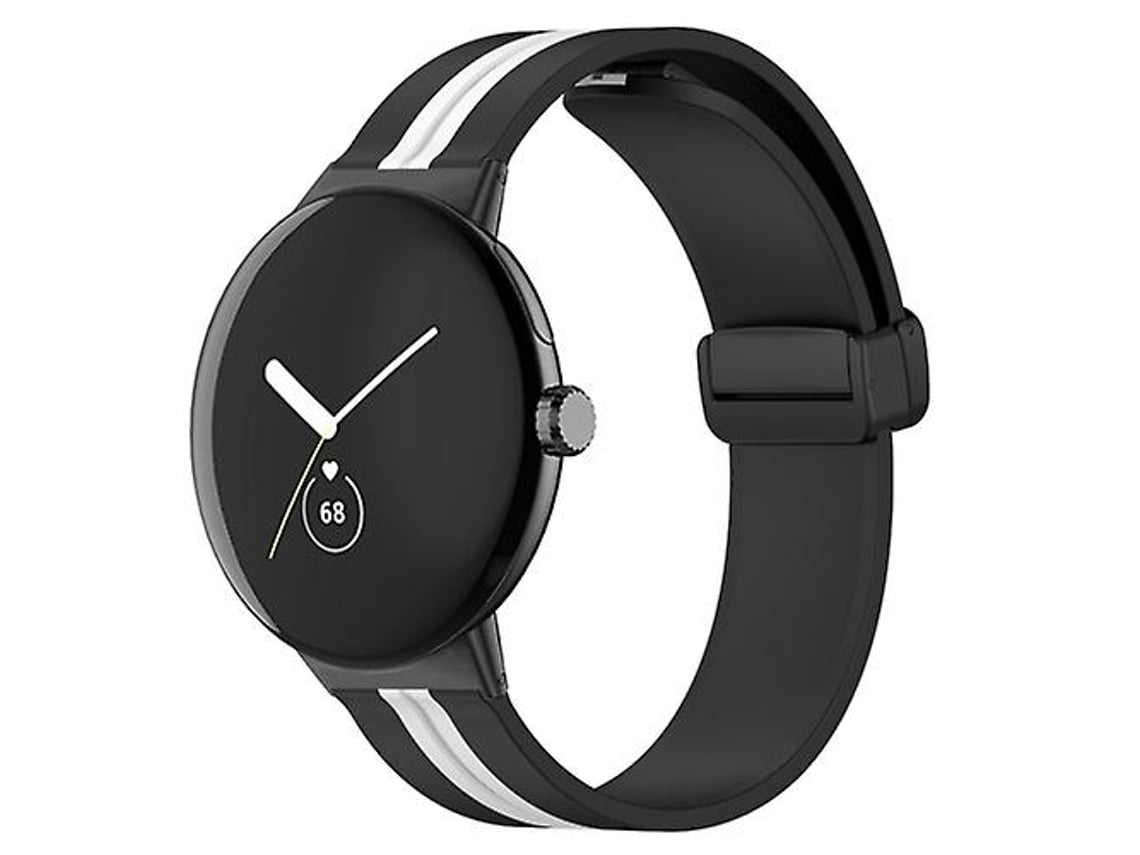 Lurelia Pulseira, Compatível Com Google Pixel Watch Silicone Bicolor Preto Branco, Acabamento Moderno