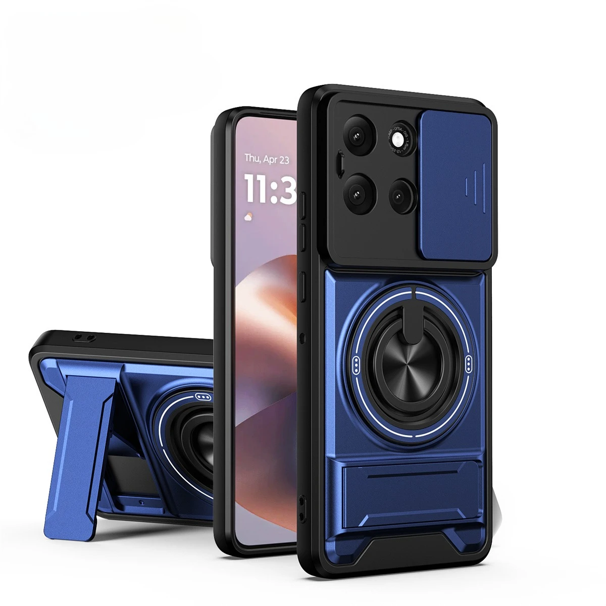 (moto G24 Azul) Capa Deslizante Para Celular Com Encaixe Magnético E Proteção Para A Câmera.