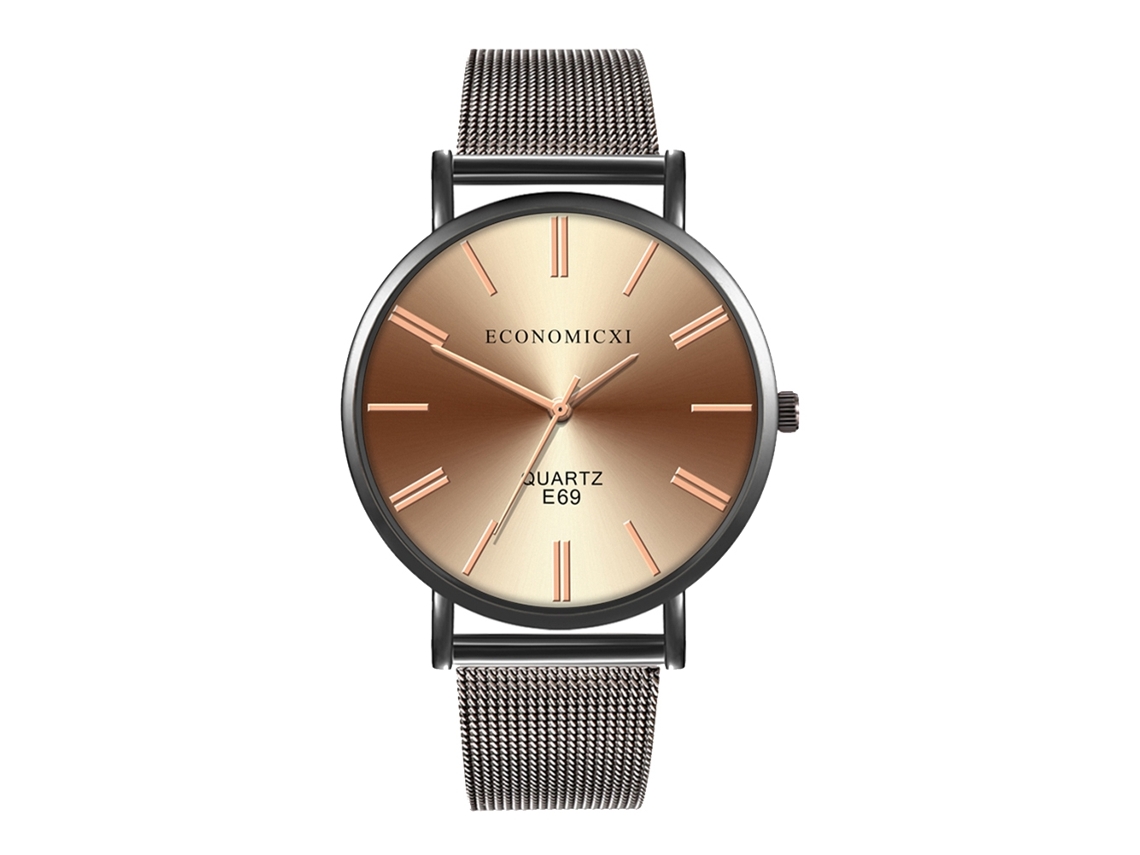 Reloj De Cuarzo Casual Estilo Simple Moda Popular Pulsera Marrón Y Negro