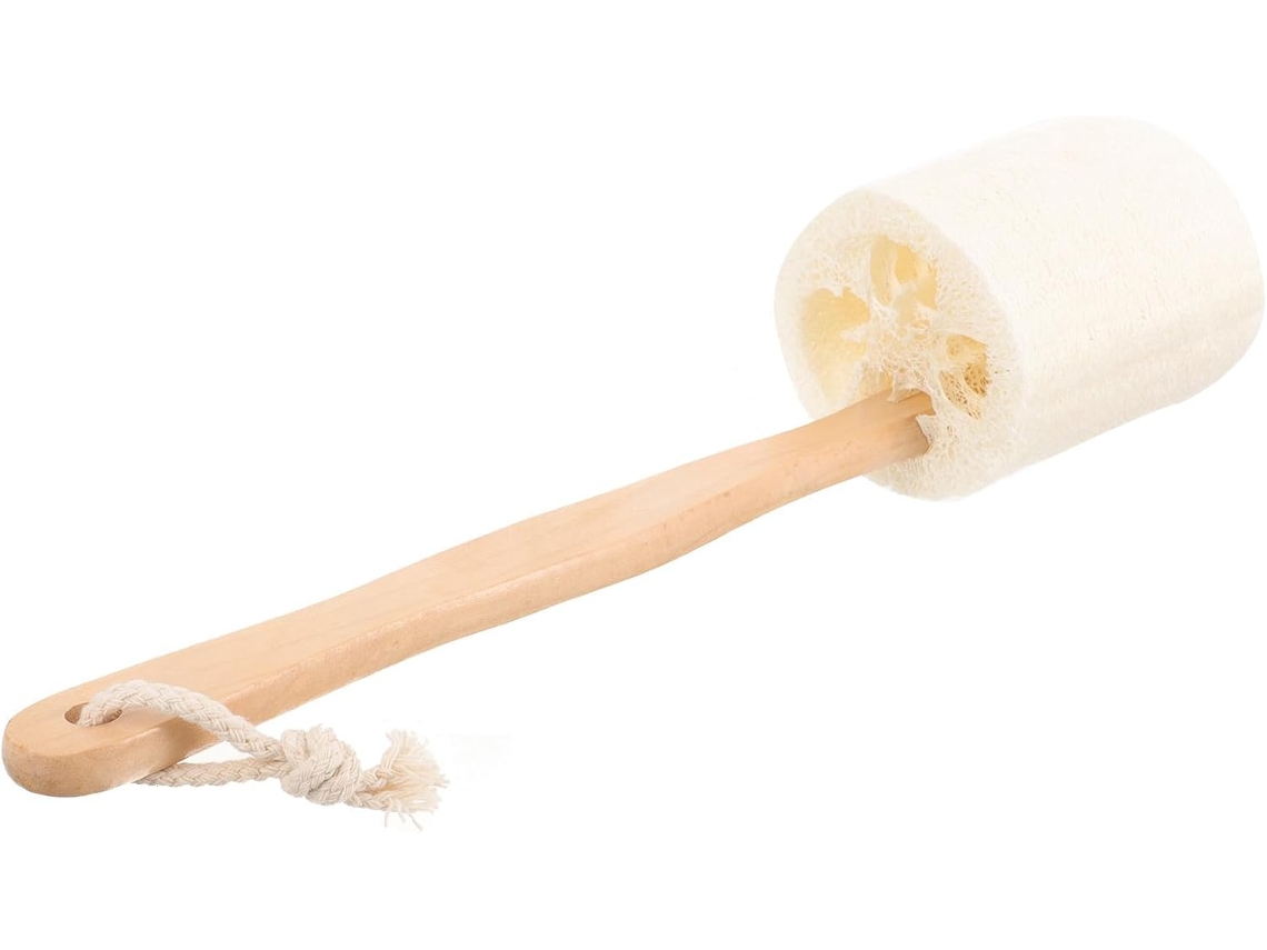 Escova de banho em madeira e escova vegetal natural com cabo longo, para lavagem.