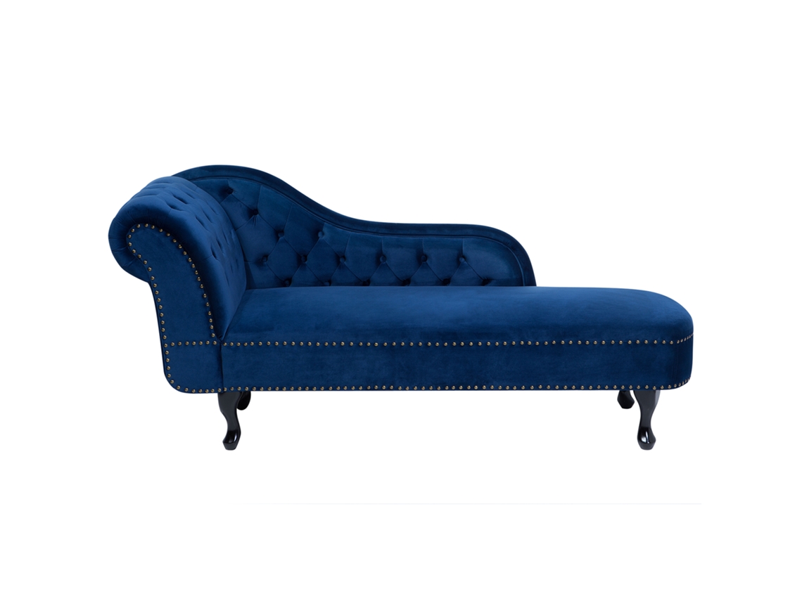 Chaise longue BELIANI Nimes de Veludo Azul 169x61x79