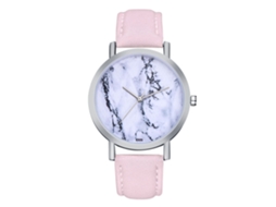 Reloj De Cuarzo De Pareja Com Pulseira De Couro Pu, Caixa Prateada, Mostrador Personalizado (rosa)