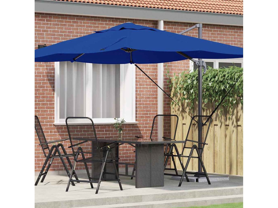 Vidaxl Guarda-sol 351 X 250 X 260 Cm Poliéster E Alumínio Azul Azur