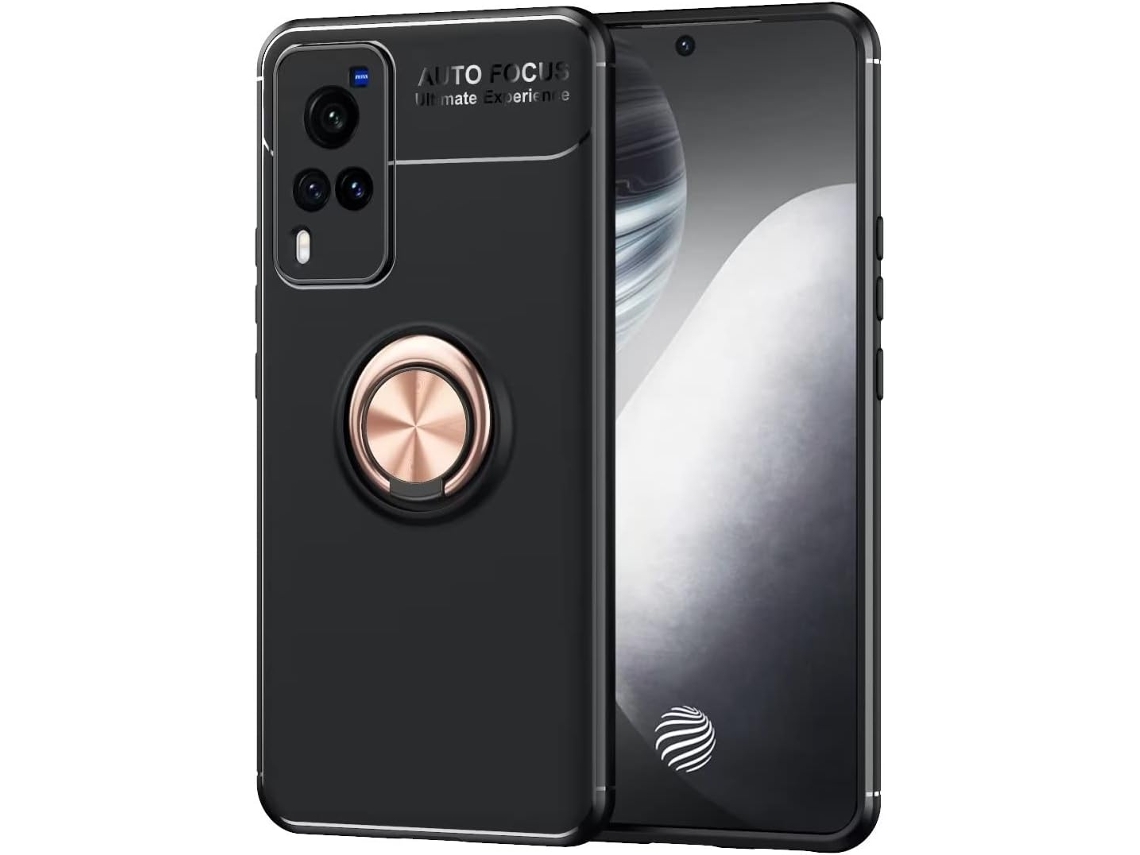 Capa Párachoque Proteção Graus para Vivo Vivo X60 Pro HONGWE. Vidro Temperado com Anel de Suporte Preto