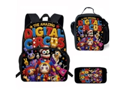 Conjunto De Três Peças De Mochila Infantil Com Motivos De Circo: Mochila Escolar Com Alças, Lancheira Térmica E Estojo, Padrão 8
