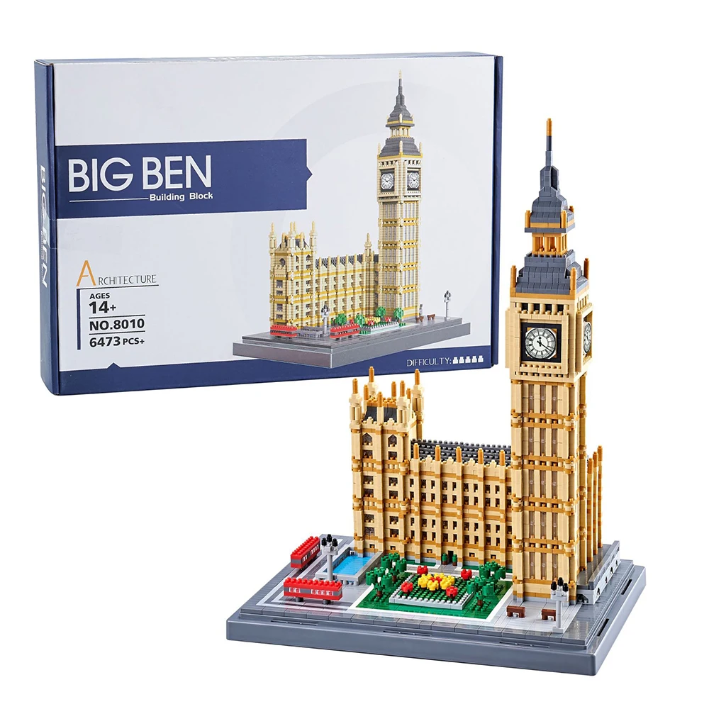 Conjunto de Blocos de Construção do Big Ben de Londres com 6473 Peças, um Modelo Arquitetônico Mundialmente Famoso. MDUG (big Ben)
