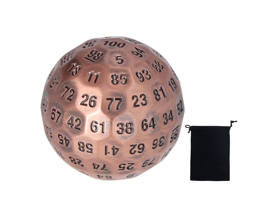 Walshlxq dados Metalicos Poliedricos 100 Caras Coloridos para Juegos de Rol Rpg de Cobre
