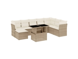 Conjunto de 9 Sofás para Jardim com Almofadões Vime Pe Bege MAISON EXCLUSIVE (90x200 cm)