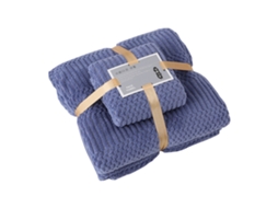 Conjunto de Toalhas de Banho em Fleece Coral, Secagem Rápida, Altamente Absorventes, Macias e Confortáveis​​ para Uso Diário, Azul Escuro BRILVIBERA