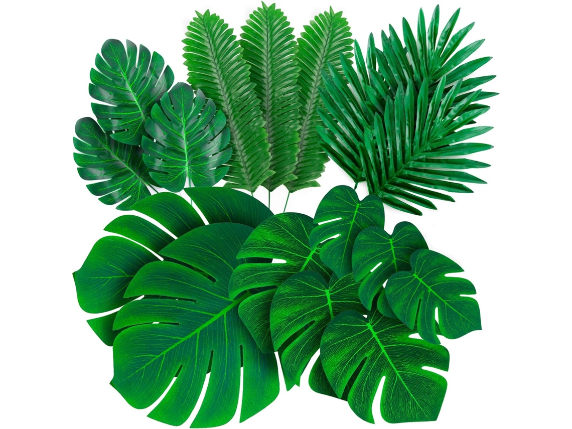 Folhas De Palmeira Artificiais Tropicais Monstera, 84 Peças, 6 Tipos Diferentes De Folhas Palmeira Artificiais Verdes, Grandes E Pequenas, Com Hastes