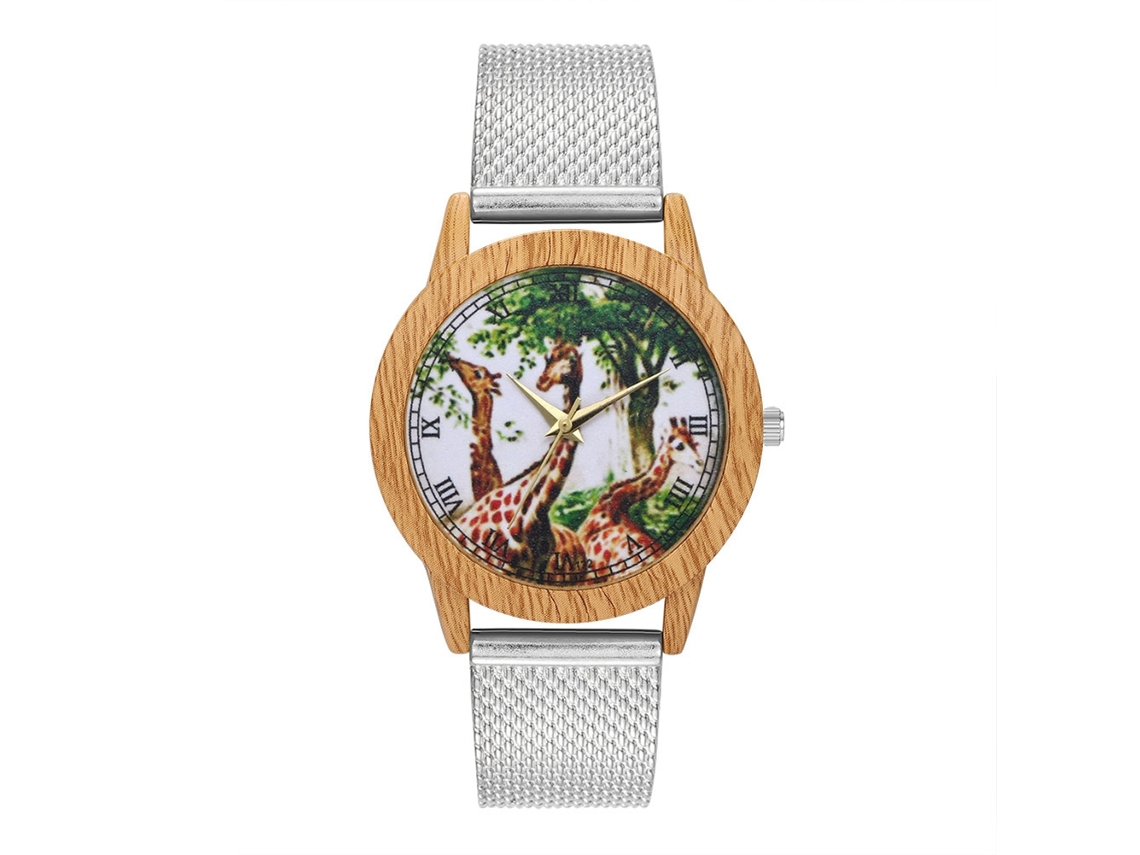 Relógio de quartzo casual unissex com pulseira de silicone prateada