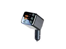 Carregador Carro 7 em 1 120w Três Cabos Retrácteis Usb c, Ecrã Tensão Digital Qc Pd Super Charge Entrada Dc12 24v STELASPLEN