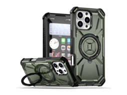 Capa Para Celular Com Revestimento Dourado E 1 Anel Magnético.verde Militar - Iphone 11 Pro Max