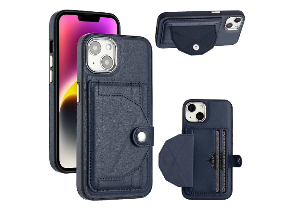 Capa Mobile Phone Cases Shockproof With Card para iPhone 13 Pele Castanho