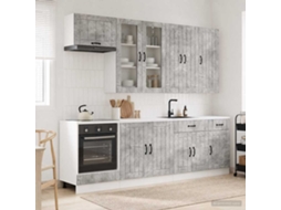 Vidaxl Unidade De Cozinha Lucca 8 Pcs Cinzento Cimento