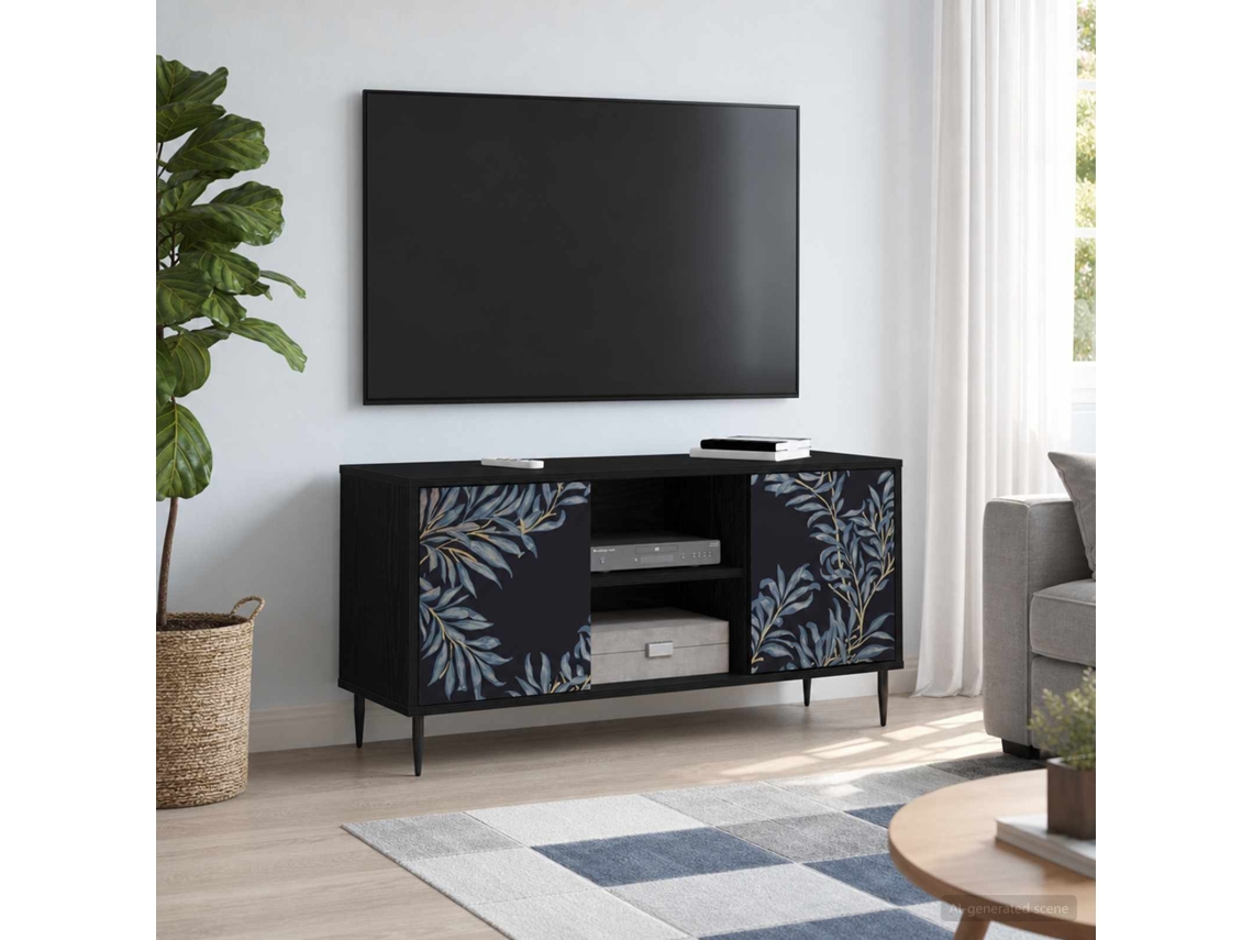 Vidaxl Gabinete Para Tv Dokkum 102 X 33 X 51 Cm Carvalho Preto