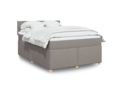 Vidaxl Cama Com Molas/colchão 140x190 Cm Tecido Castanho-acinzentado
