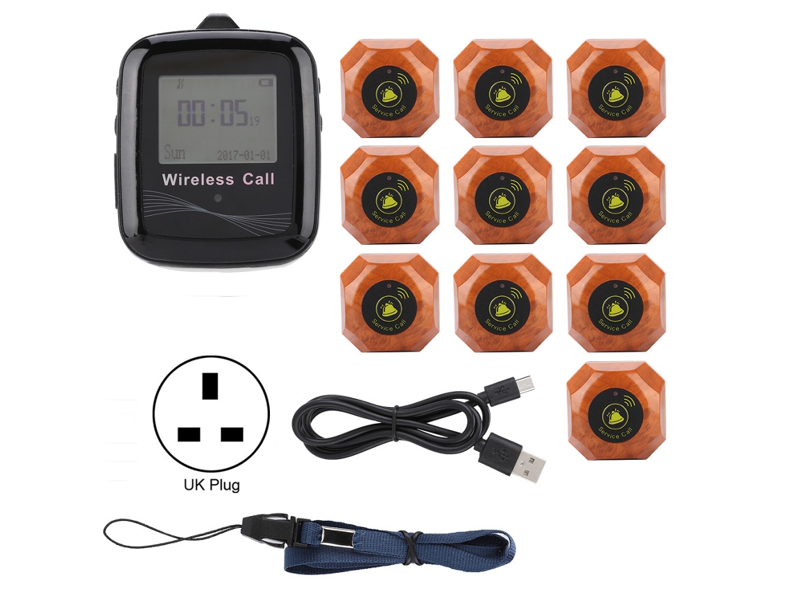 Ctw07+ctt20 Receptor De Pulso Móvel Preto 10 Transmissores Sem Fio Pagers Sistema De Restaurante