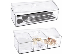 2 Cajas De Almacenamiento De Acrílico Con Tapa - Transparente