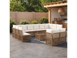Vidaxl Conjunto De Sofá De Jardim 13 Pcs Bege Vime Pe