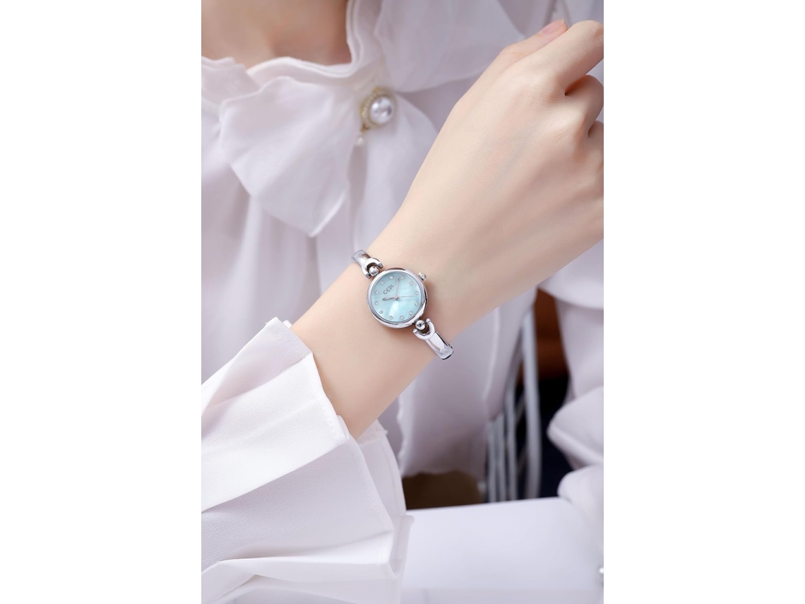 Lurelia Relógio Feminino, Analógico, Detalhes Com Strass, 0,35 Polegadas, 9 Mm, 23 Mm, Aço Inoxidável, Vidro Mineral, Resistente À Água, Dourado