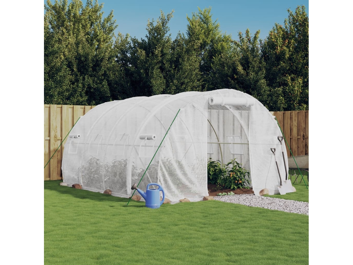 Vidaxl Estufa Com Estrutura De Aço Branca 12 M² 4x3x2 M