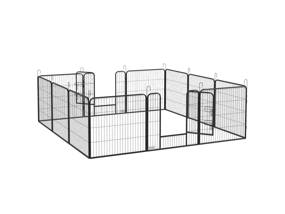 Cercadinho modular para animais, porta trancável, 80x80cm, cinza