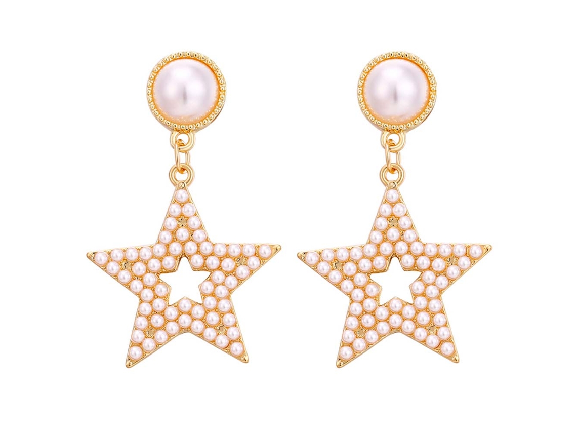 Brinco Pérola Estilo Retrô Design Geométrico