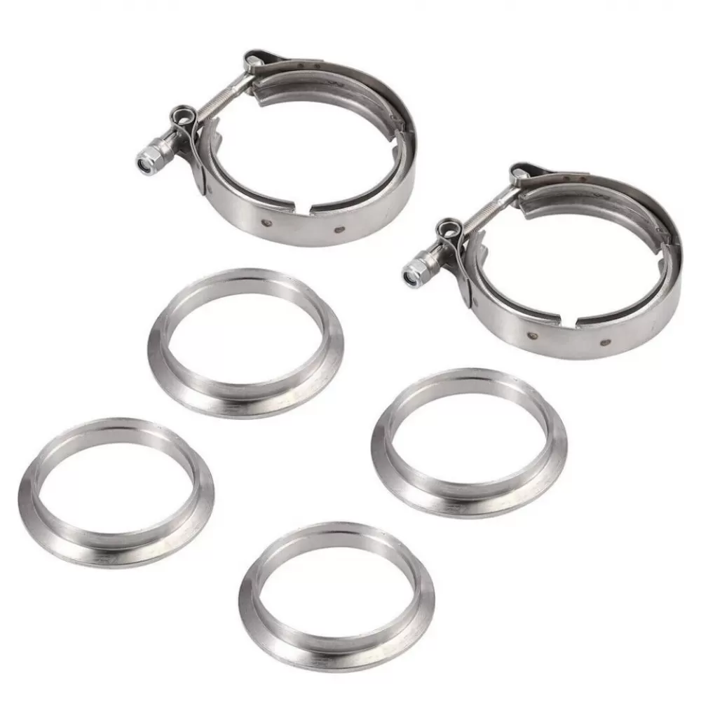 2 Braçadeiras V-band De 76 Mm (3 Polegadas) Com Flange De Aço Inoxidável Para Tubo De Escape