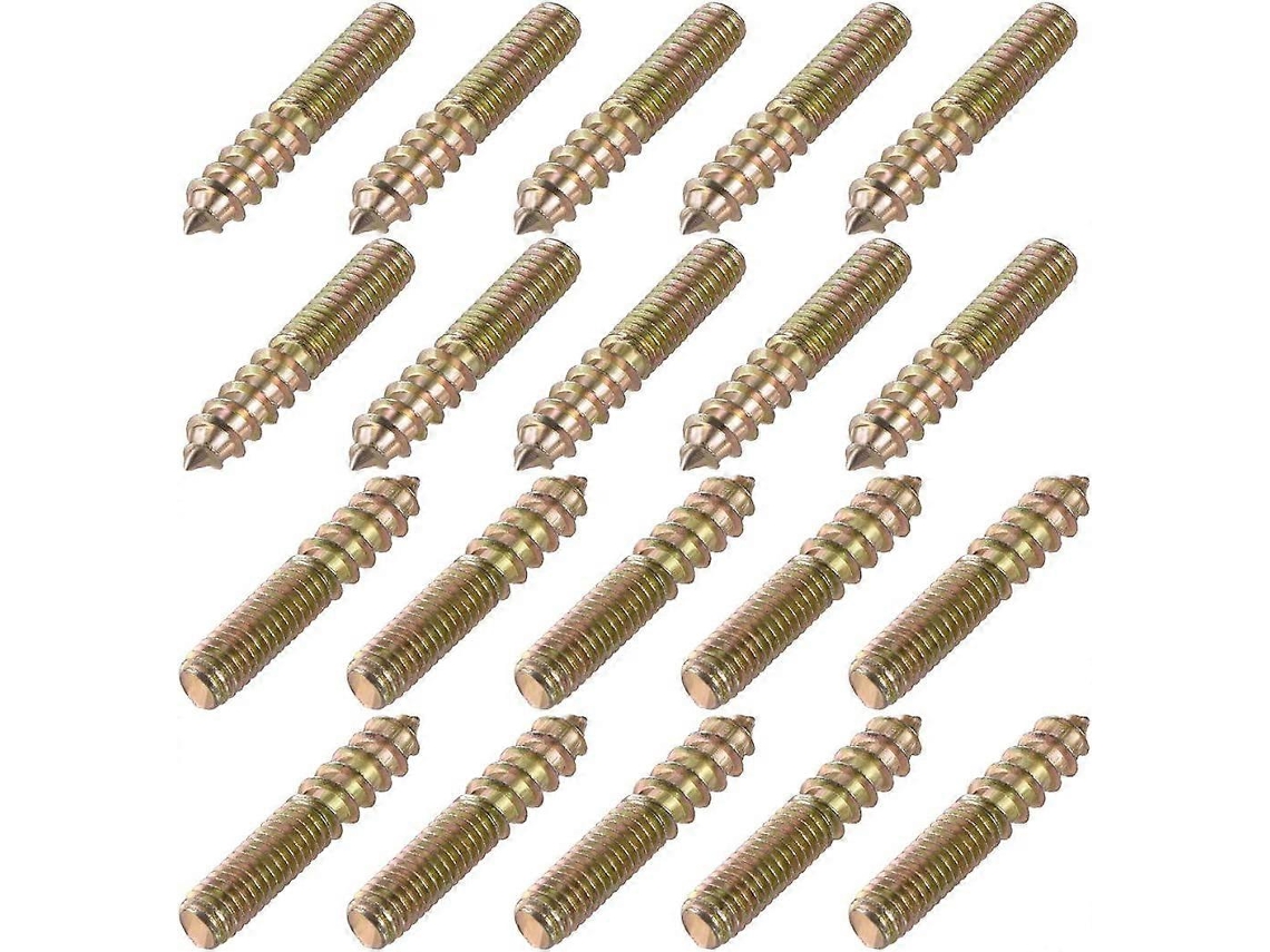 Tornillos de Doble Cabeza M6x35mm, Aço Zincado, para Móveis de Madeira e Ferro, 20 Peças | S/MARCA