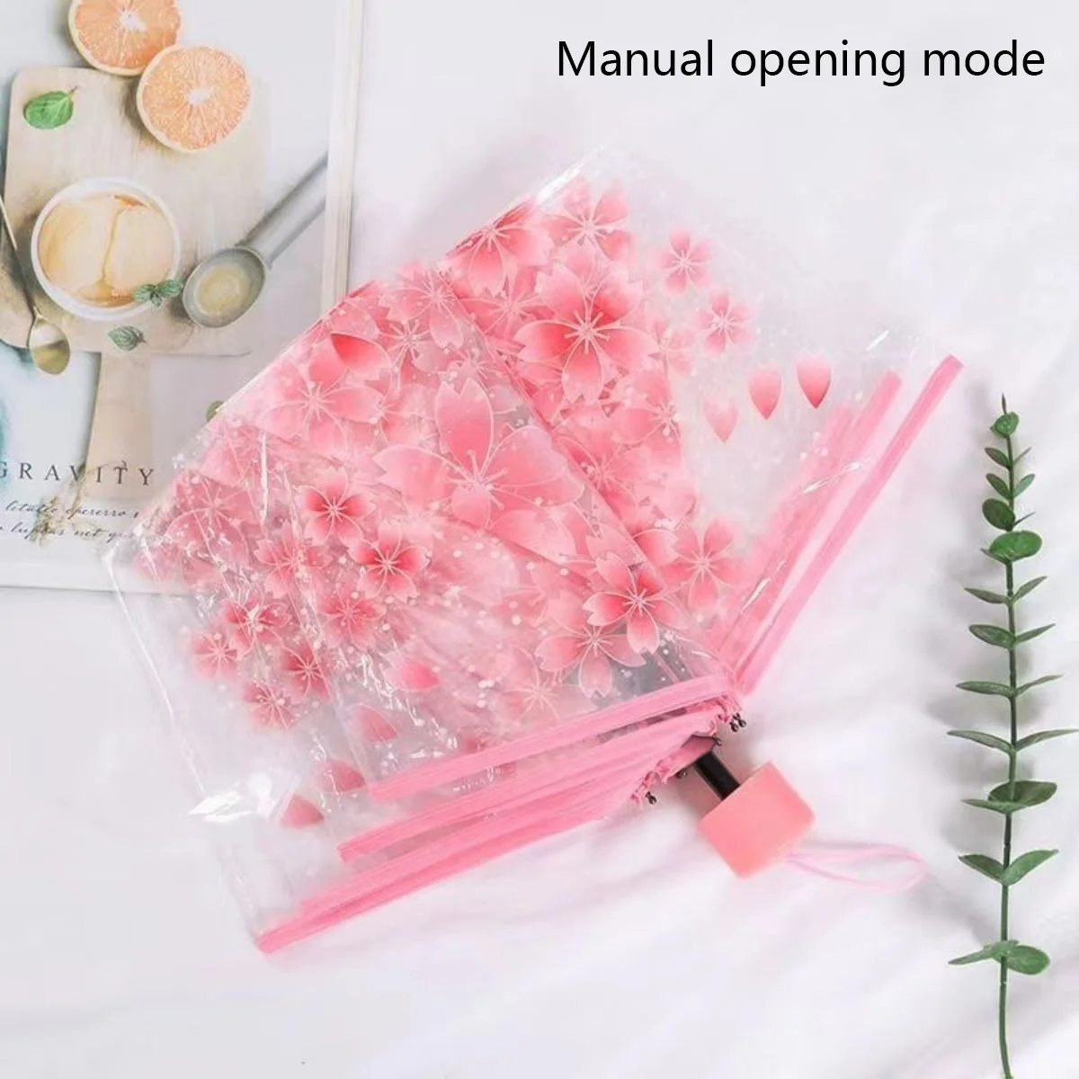 Guarda-chuva Transparente (rosa 8k), À Prova De Vento E Chuva, Com Estampa De Flor De Cerejeira, Em Pvc.