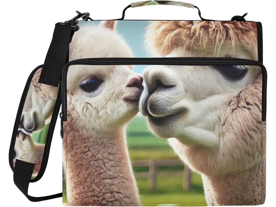 Estojo Organizador Lhama Alpaca, Pasta Com 3-argolas E Zíper, Poliéster Resistente À Água Escola E Trabalho