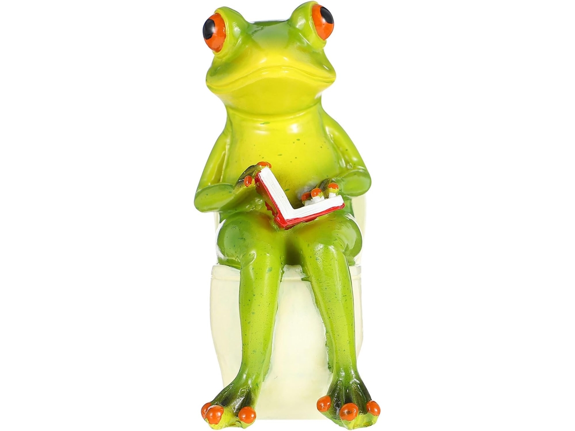 Enfeite decorativo portátil e criativo: Sapo verde em resina sintética, com estilo charmoso e atraente.