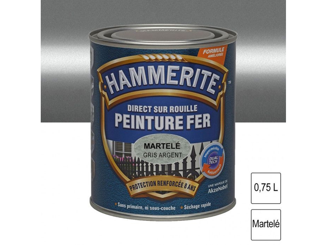 Ferro Martelado Hammerite 0,75l Cinza Prateado