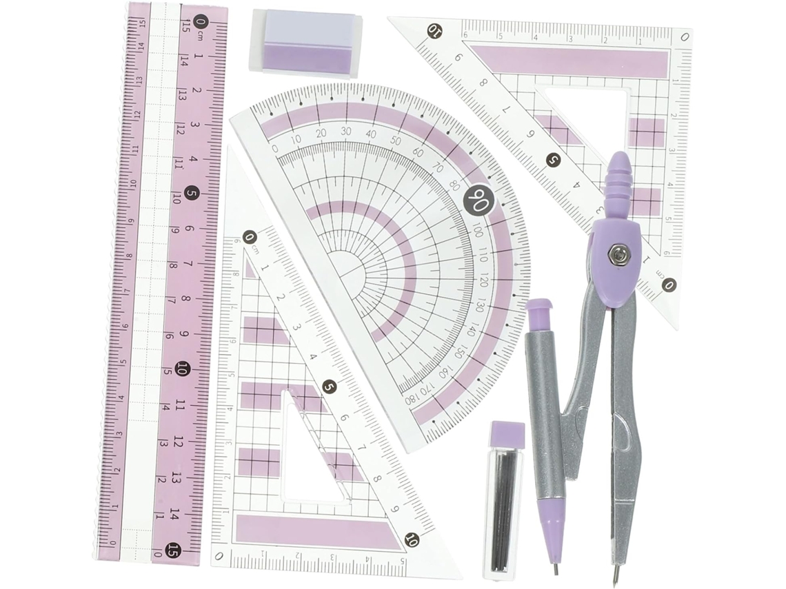 Kit De Geometria : Régua Triangular E Transferidor, Ferramentas Para