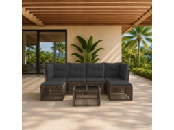 Vidaxl Conjunto De Sofá De Jardim 7 Unid. Cinzento Vime Pe