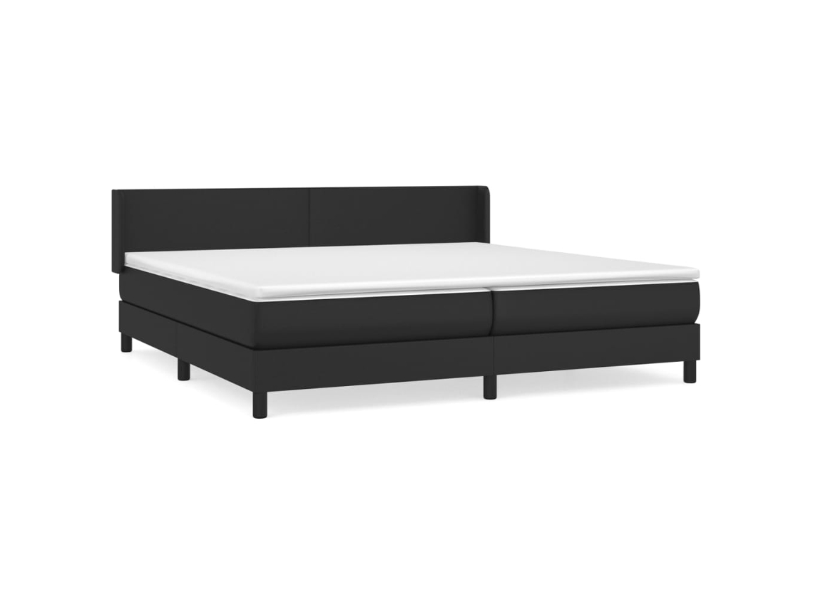 Cama com Molas Couro Artificial Preto MAISON EXCLUSIVE 200x200 cm