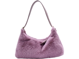 Bolsa De Ombro Feminina Em Pelúcia Roxa, Com Zíper, Design Versátil E Moderno.