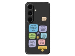 Capa Tkdaddy Para Samsung Galaxy S24 Fe Com Estampa De Notas Adesivas Coloridas E Bordas Retas Em Tpu, Capa Traseira Preta