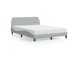 Vidaxl Cama com Colchão Dover 120x200 Cm Veludo Cinzento claro